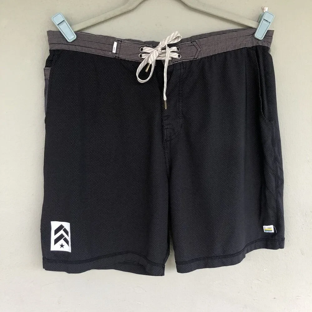 Vuori Board Shorts Mens 34 Black Dot Print 7